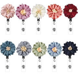 Boao Retractable Flower Badge Holder with Alligator Clip, Badge Clips ID Badge Reel Clip on Card Holders, 10 Pieces