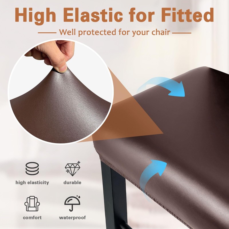 PU Leather Bar Stool Covers Rectangular, 100% Waterproof Stool Covers