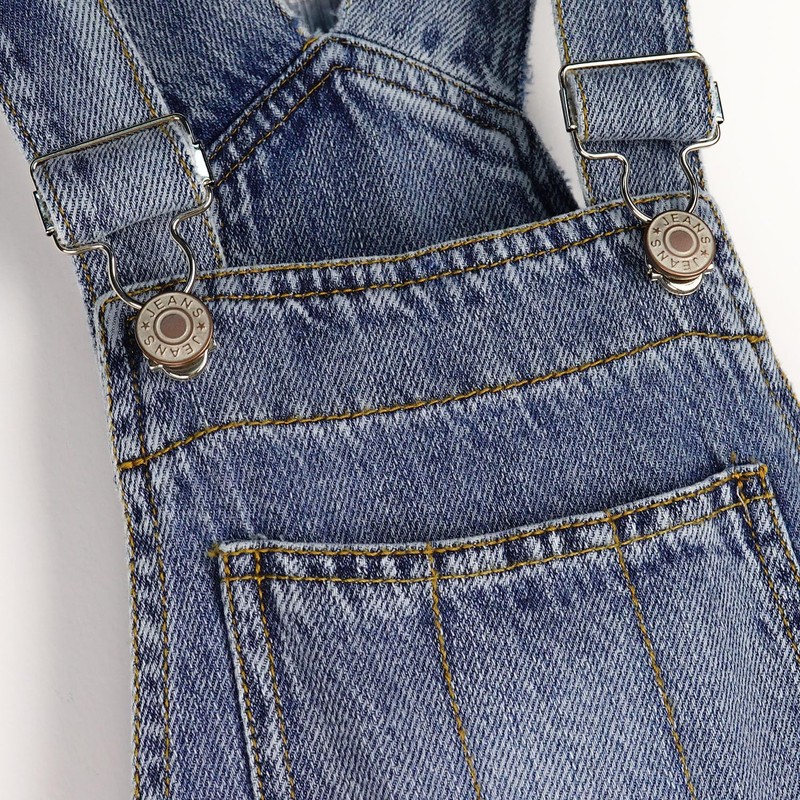KIDSCOOL SPACE Girls Denim Overalls,Big Exposed External Pockets Jean Dungarees