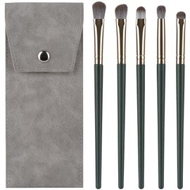 SHELWIN Eyeshadow Makeup Brushes Set with Case 5 PCS Soft Synthetic Hairs Eye Makeup Brushes for Blending Eyebrow Eyeliner Eyeshadow （Green）