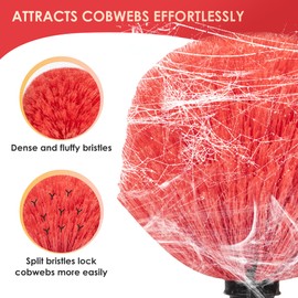 5-12 FT Cobweb Duster with Extension Pole, 20 FT High Reach Spider Web Brush with Telescopic Pole, Extendable Duster with 2 Outdoor Cobweb Brushes, Duster for High Ceiling