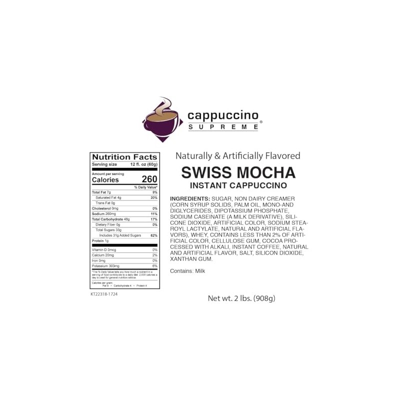 Cappuccino Supreme 2 lb bag Swiss Mocha Cappuccino Mix