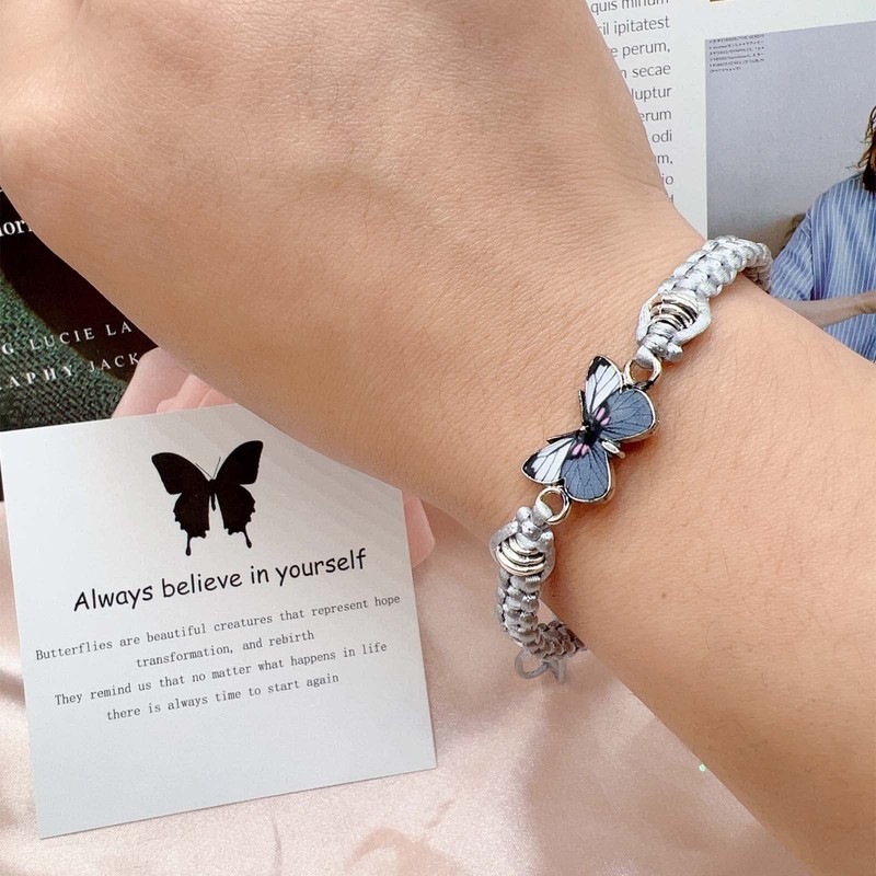Always Believe in Yourself Butterfly Bracelet--Adjustable String Butterfly Bracelets,Adjustable Hand