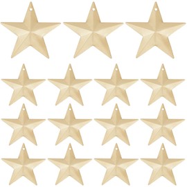 GORGECRAFT 30PCS Matte Gold Metal Star Decor Barn Star With Hole Iron Vintage Wall Arts Hanging Wall Decors for House Christmas Independence Day Indoor Outdoor Diy Handmade Accent