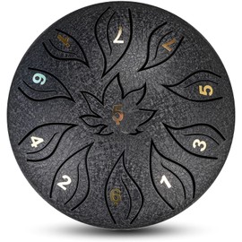 Steel Tongue Drum for Beginner Adult Children, 6 Inches 11 Tones Percussion Instrument Handpan Drum Kit with Drum Mallets Carry Bag Music Book Tank Drum for Mind Healing Yoga (Black)