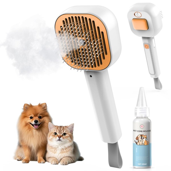 Cat Steam Brush, Pet Spray Hair Removal Comb for Shedding