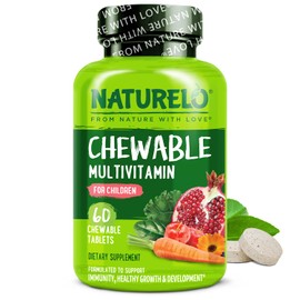 NATURELO Chewable Vitamin for Kids Multivitamin with Whole Food Organic Fruit Blend - 60 Tablets for Children