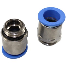 Pneumatic Plug Connection G 3/8 Inch to 6, 8, 10, 12, 14 or 16 mm Pneumatic Hose Set of 2 Cylindrical Push-Fit Fitting (3/8 Inch - 12 mm)