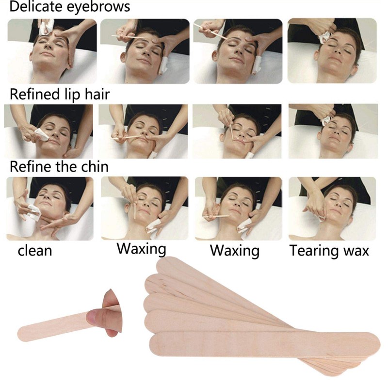 Rotekt 100Pcs / Bag Waxing Stick Spatula Aplicador Espátula de