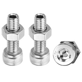 PATIKIL M6x20mm 304 Stainless Steel Hollow Bolt, 3 Set Cylindrical Hexagon Socket Screw Nut Kit Lamp Threading Screws Through Hole Fasteners