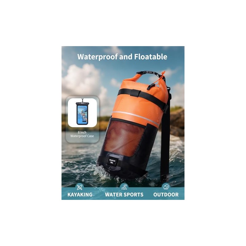 ECOHUB Bolsa Seca Impermeable para Hombres y Mujeres, 5L/10L/20L, Ligera,