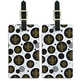 Graphics & More Luggage Suitcase Carry-on Id Tags-Glitter Fleur De Lis-Gold on Black, White