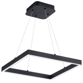 SUNMOO Modern Led Pendant Light Square Led Chandelier 1 Ring Acrylic Pendant Lighting Fixture for Bedroom Living Room Dining Room Kitchen Island 25W 6000K Not-dimmable 15.7L*15.7" W (Black)