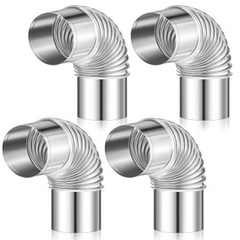 Tandefio 4 Pcs Chimney Pipe 90 Degree Wood Stove Pipe Stainless Steel Flue Extension Elbow Adapter Tube for Indoor Outdoor Camping Wood Stove, Diameter 2.36"