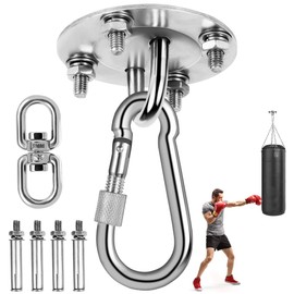 BASVII Ceiling Hook Heavy Duty - Stainless Steel Punch Bag Holder with M8 Heavy Duty Dowels, Up to 400 kg - 360° Rotation Ceiling Mount for Hanging Chair, Yoga Hammock, Hanging Chair, Punch Bag