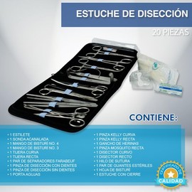 Instrumentos dentales para uso exclusivo en laboratorio dental Kit Practica Entrenamiento Sutura Quirurgica para Estudiantes de Medicina y Veterinaria. (20 Piezas)