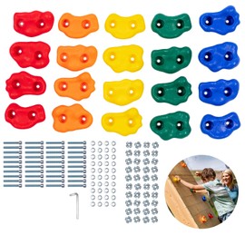 Squirrel Products Kids Rock Climbing Holds Indoor & Outdoor Playground Accessories Rock Wall Climbing Kit with Mounting Hardware - 20 Pack