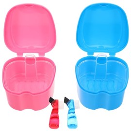 FOMIYES 2juegos Estuches Dentaduras Postizas Taza Baño Cepillo Dental Estuche Viaje Retenedores Caja Limpieza