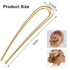 SUNZWO 2pcs Metal French Hair Pins for Thick,U-Shaped Pins Metal French Twist Hair Pin Fork for Women Girls Types Styling Hair Accessories (1 Gold & 1 Silver)