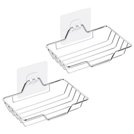 Dokpav 2PCS Soporte para Jabón, Soporte de jabón Montado, Soporte jaboneras de Ducha Autoadhesivas, Soporte Jabonera De Acero Inoxidable, para Baño, Bañera, Fregadero de Cocina (Plata)