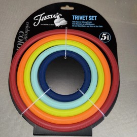 Fiesta 5 Piece FIESTA Silicone Trivet Set Colorful Hot Plates Heat Resistant 550° New