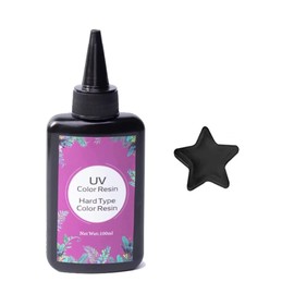 100G Black UV Resin-Shake Evenly Before Use-Upgrade Quick Cure! Hard Type Color Resin, UV Glue Ultraviolet Curing, Solar Cure Sunlight Activated Resin Clear Adhesive Glue for Jewelry Making-Black