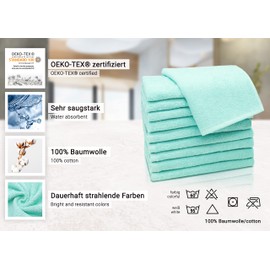 ZOLLNER Set of 10 Guest Towels 30 x 50 cm Cotton Mint