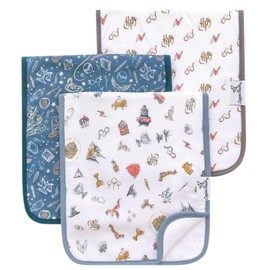 Copper Pearl Premium Baby Burp Cloths - 3-Pack Large Cotton Burp Cloths, Extra Soft Spit Up Rags with 3 Absorbent Layers, Perfect for Baby Boy and Baby Girl Gifts (21" x 10" Size, Wizarding World Set)