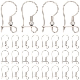 SUNNYCLUE 1 Box 100Pcs Silver Ear Wire Hooks Kidney Earring Hooks Lever Back Fish Earwires Findings Teardrop Stainless Steel Long Ear Wires Connector for Jewelry Making Supplies DIY Dangle Earrings