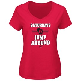 Saturdays Ladies T-Shirt for Wisconsin College Fans (SM-5XL) (Red Ladies V-Neck, 3X-Large)