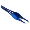 HTS 172G4 4" Blue Slanted Eyebrow Tweezers with Silicone Pads