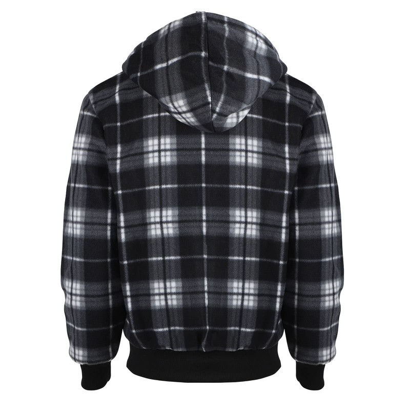 Facitisu Men Fleece Hoodie Plaid Flannel Jacket Heavy Warm Big