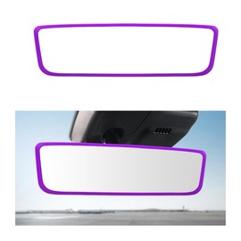 povtii Rear View Mirror Protector Frame, Silicone Automotive Interior Rearview Mirror Cover for Women Girls, Mirror Edge Protective Cover Compatible with Model 3 Y, Car Accessories (Purple)
