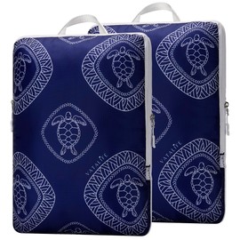 Extra Large Compression Packing Cubes for Checked Luggage, Lightweight Suitcase Organizers & Space Saver Bags - Travel Cubes for Packing - Travel Essentials - 2 Piece Set, X-Large - Blue Turtle