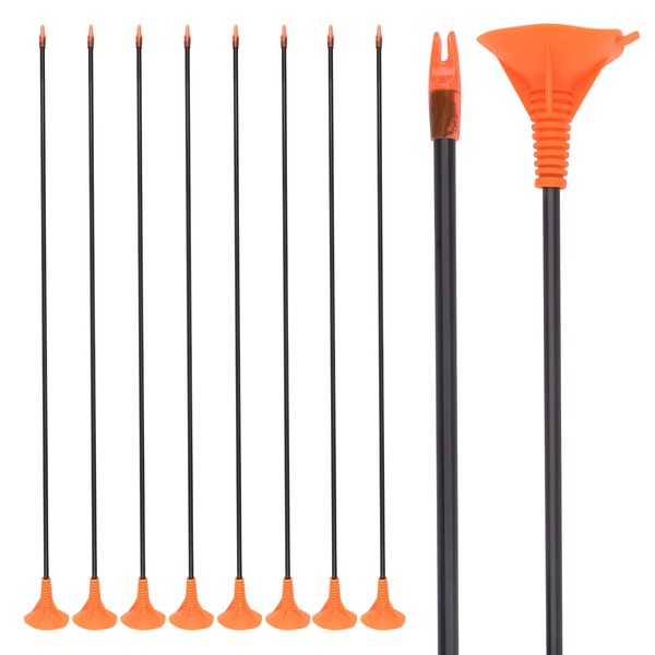 NIKA ARCHERY Flèches d'aspiration pour tir à l'arc de 26 pouces Flèches à ventouse sûres pour enfants Pratique de jeu pour adolescents enfants pratiquer le tir en plein air Orange Noir (8 pièces)