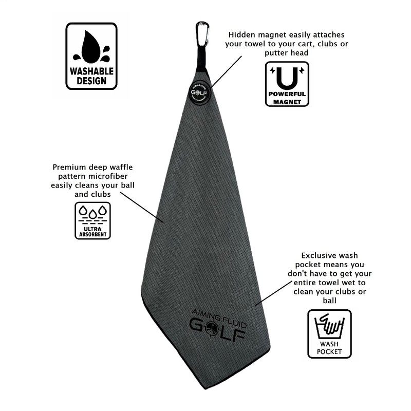 Magnetic Golf Towel with Exclusive Wash Pocket I Industrial Strength