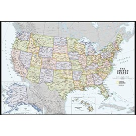 National Geographic Maps: United States Contemporary Wall Map - Compact - 23.25 x 16 in - Paper