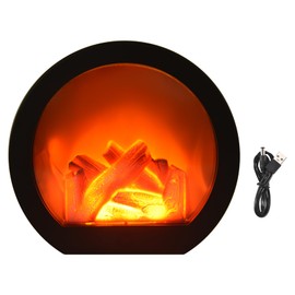 Peakloong Flameless LED Fireplace Lantern Simulation LED Table Fireplace LED Lantern with Realistic Flame Simulation Decorative