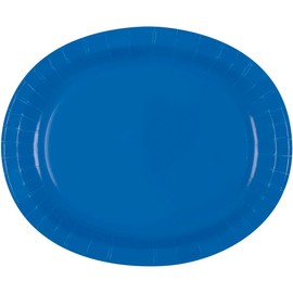 Royal Blue Solid Oval Plates - (Pack of 8) - Uniquely Elegant & Durable Tableware - Perfect for Holidays, Events, and Celebrations