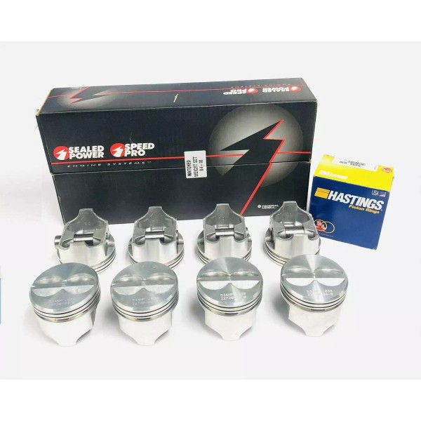 Auto Extra SEALED POWER Cast Flat Top Pistons Set/8+CAST Rings