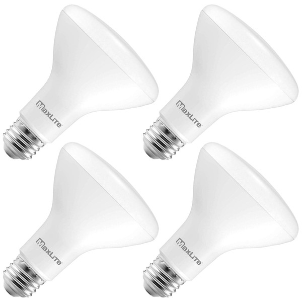 MaxLite BR30 LED Flood Light Bulbs, 65W Equivalent, 650 Lumens, Dimmable, Energy Star, E26 Medium Base, 2700K Soft White, 4-Pack