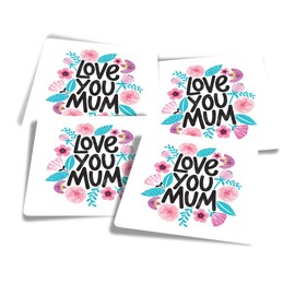 Vinyl Square Stickers (Set of 4) 10cm - Mother's Day Spring Flowers for Laptops, Tablets, Luggage, Scrap Booking, Fridges #60543