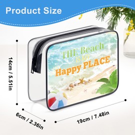 Beach Lover Gift Ocean Themed Makeup Bag for Girl Women Summer Travel Gifts Clear Toiletry Bag Birthday Christmas Graduation Gift for Her Beach Lover Vacation Gifts Girls Weekend Gift PVC Cosmetic Bag