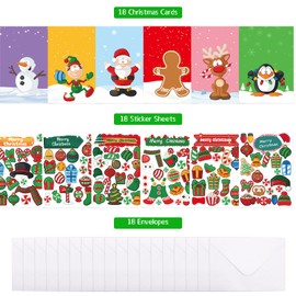 Fancy Land Christmas Cards with Envelopes and Stickers 18pcs Holiday DIY Make Your Own Christmas Cards Making Kit Craft for Kids Classic