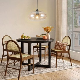 GLAMIGHT Glass Pendant Lights Kitchen Island Lighting Globe Pendant Light Fixtures IIndustrial Vintage Pendant Lighting for Kitchen Island Bedroom Living Dining Room Light Fixture(Amber)