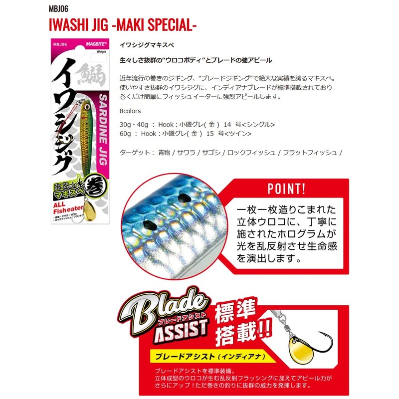 Magbite Sardine Jig, Makispe, 1.4 oz (40 g)