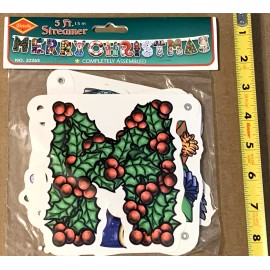 Beistle Vintage Beistle 5FT MERRY CHRISTMAS STREAMER NOS NIP 2000 ("5.5 X 4.75" EACH)