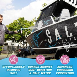 Salty Captain Salt Wash Cleaner - Remove Salt Off Boats & Cars, Prevent Saltwater Corrosion, Clean Salt Away from Jetskis, Trailers, Salt Neutralizer, Salt Gone Cleaning (32 fl oz)