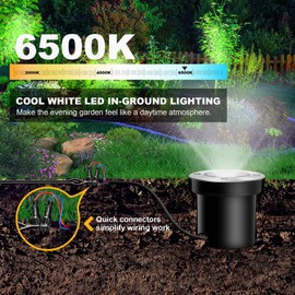 ALEDECO 8Pack Low Voltage Landscape Lights with Connectors 3W LED 12-24V In-Ground Lighting IP67 Waterproof Garden Light 6500K Outdoor Decorative Lights for Yard Pathway Wall Patio (Cool White)