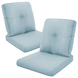 Rilyson Patio Cushions for Outdoor Furniture - 22×24 Inches High Back and Deep Seating Outdoor Cushion for Patio Chairs Sofa Couch Loveseat Water Resistant(Sky Blue/2 Set/Button)